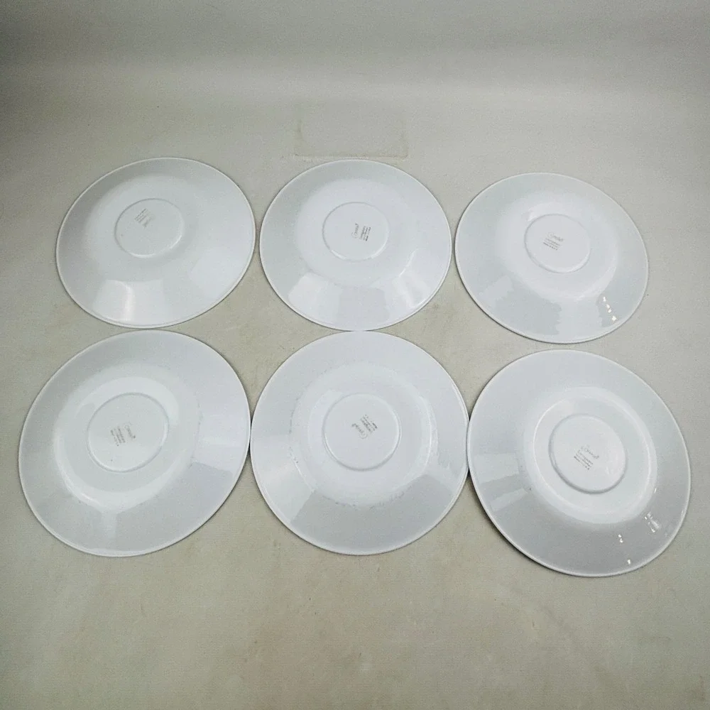 Corelle Snowflake Blue 6 Flat Cup & Saucer Sets White Ring Handle Vintage‎